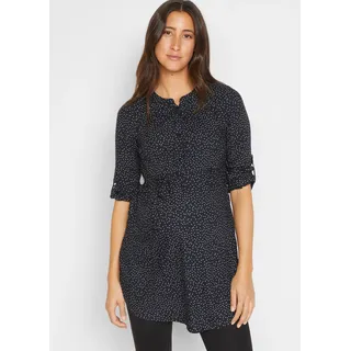 Umstandskleid BONPRIX, Damen, Gr. 38, N-Gr, blau (dunkelblau, weiß gepunktet), Obermaterial: 100% Viskose, loose fit, Kleider Umstandskleid, aus Viskose, Loose Fit, mit Knopfleiste, mit abnehmbarem Bindeband