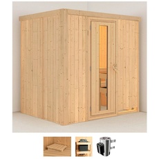 Bild Sauna »Finja«, (Set), 3,6-kW-Plug & Play Ofen mit integrierter Steuerung beige