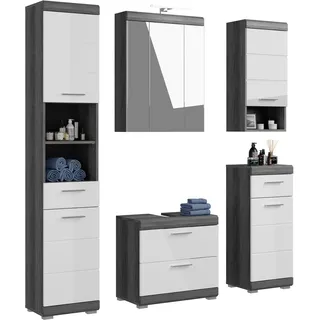 INOSIGN »Siena, 5 teilig, inklusive LED Beleuchtung, bestehend aus:«, (Set, 5 St.), Hochschrank, WBU, Spiegelschrank, Unterschrank, Hängeschrank