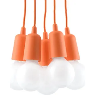 SOLLUX Pendelleuchte DIEGO Einzigartiges Design sinSchirm Minimalistische Beleuchtung LED Birne für 5 Birnen Orange - Orange