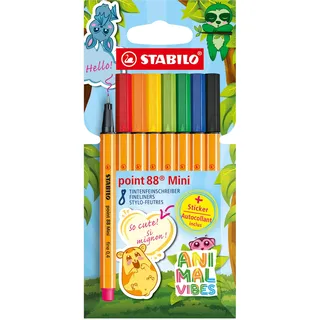 Stabilo - Fineliner - point 88 Mini Animal Vibes - 8er Pack - 8 Farben