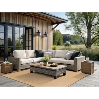 DEKOWE »Naturino Rips« rechteckig 7 mm Höhe Flachgewebe, Sisal-Optik, mit Bordüre, In- und Outdoor geeignet,