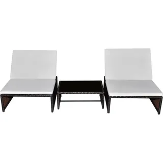 vidaXL Outdoor-Lehnstühle 2 Stk. mit Tisch Braun Poly Rattan - Weiß
