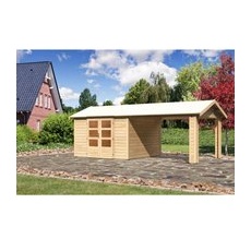 Karibu Holz-Gartenhaus Timra Naturbelassen Satteldach 300 cm x 300 cm