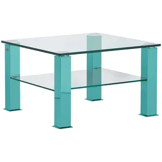 Couchtisch , Türkis , Metall, Glas , quadratisch , eckig , 75x42.5x75 cm , Wohnzimmer, Wohnzimmertische, Couchtische, Couchtische Glas