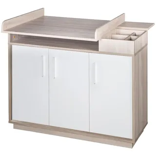 roba breite Wickelkommode inklusiv Wickelansatz, Kinderzimmer 'Olaf', Kommode Weiß/Luna Elm, Wickelhöhe 92.5 cm