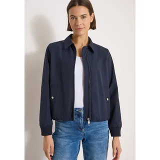 Jackenblazer CECIL, Damen, Gr. L (42), urban dunkelblau, Web, Obermaterial: 58% Baumwolle, 42% Nylon. Futter: 100% Polyester, unifarben, normal hüftbedeckend, Rundhals, Bündchen, Blazer Jackenblazer, Blouson mit Hemdblusenkragen