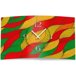 Abstrakt rot grün gelb Designer Wanduhr modernes Wanduhren Design leise kein ticken dixtime 3D-0043 - Rot