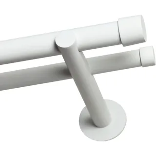 Voppi Gardinenstange Loft 2-läufig 180 cm 25+19 mm weiß, moderne Vorhangstange, einfache Wandmontage - Weiß