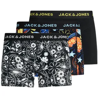 JACK & JONES Herren Jacjames Trunks 3 Pack Noos Boxershorts, Black/Detail:black - Blazing Yellow, M