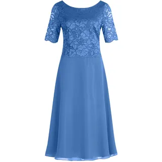 Cocktailkleid VERA MONT "Cocktailkleid mit Spitze", Damen, Gr. 40, EURO, blau (paris blau), Obermaterial: 100% Polyester Pol. recyc.., Kleider Cocktailkleid