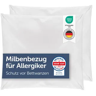 Blumtal® Milbenbezug Kissen 80x80cm 2er Set - Oeko-TEX zertifizierte Allergiker Bettwäsche 80x80cm - Milbenbezug für Kissen
