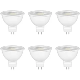 Caldarax 6 Stück GU5.3 MR16 LED 5W Lampe 12V, Ersetzt 50W Halogenlampe Spot Strahler, 6000K Kaltweiß LED Leuchtmittel, 500Lm, 38° Abstrahlwinkel, AC/DC 12V LEDs Spot MR16, Nicht Dimmbar