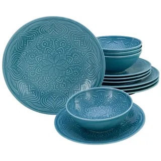 CreaTable Orient Mandala Teller Set 12-teilig blau