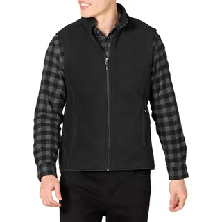 Amazon Essentials Herren Polarfleece-Weste mit durchgehendem Reißverschluss (erhältlich in Big & Tall), Schwarz, XS