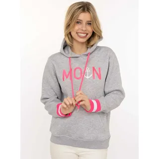 Zwillingsherz Hoodie »"Rahel"«, Kontrastbündchen, Kängurutasche, Langarm, Kapuze, Kordelzug, grau