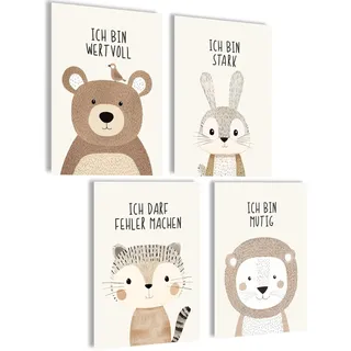 mojoliving Bilder Kinderzimmer jungen Baby Zimmer Poster Set Wandbilder Kinderzimmer mädchen Babyzimmer Deko Bilder für Baby Zimmer Dekoration (Affirmationen)