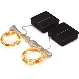Solar Mini Teeny Lights, Sternschnur Lichtgartenfee, Baum, Geländer, Laube, Zaun, 16 Fuß, 50 LEDs, Pack 2