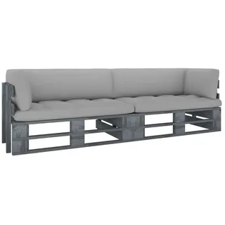 2-Sitzer-Palettensofa mit Kissen Grau Imprägniertes Kiefernholz - Grau