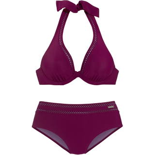 Bügel-Bikini LASCANA, Damen, Gr. 36, Cup D, pink (fuchsia), Polyamid, unifarben, Bikini-Sets Bügel-Bikini, als Neckholder, Topseller
