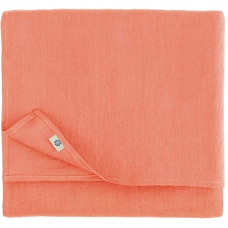 Linen & Cotton Tischdecke Stoff Tischtuch Tischwäsche Hygge -100% Leinen, Coral Rosa (140 x 300 cm) Rechteckig Lang für Home Küche Esstisch Restaurant Hotel Cafe Party Deko