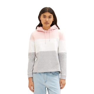 TOM TAILOR Denim Damen 1039807 Colorblock Hoodie, 14557-Light English Rose, L