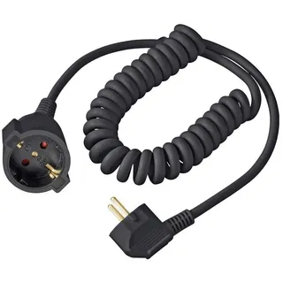 Sygonix SY-7279266 Strom Verlängerungskabel 16 A Schwarz 2.50 m H05VV-F 3G 1,5 mm2 Spiralkabel