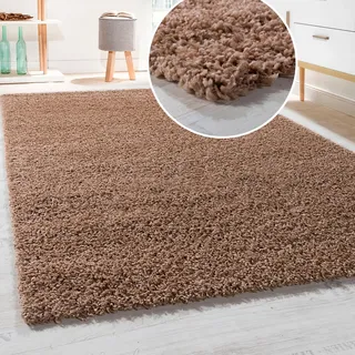 Paco Home Hochflor-Teppich »Sky 250« rechteckig 34 mm Höhe gewebt, Uni-Farben, intensive Farbbrillanz, auch als Läufer erhältlich, beige