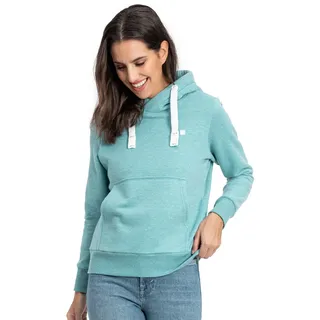 Kapuzensweatshirt DEPROC ACTIVE "HildaCMYK II WOMEN", Damen, Gr. 44L, türkis, 50% Baumwolle; 50% Polyester, bequem, angesetztes Bündchen, Sweatshirts Kapuzensweatshirt, weiche Fleecejacke mit Kängurutasche