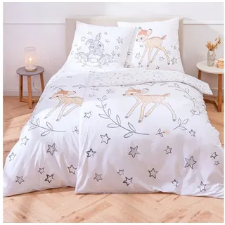 MTOnlinehandel Bettwäsche 135x200 Flanell, Biber Bambi & Klopfer für Mädchen, Jungen, kuschelig weich, Winter, 1x Kissenbezug 80x80 + Bettbezug 135x200, 100% Baumwolle