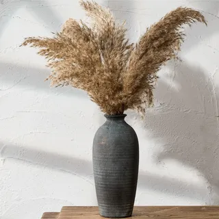 PORCER Keramikvase, Schwarzes gealtertes Oberflächendesign, rustikale Vase für ästhetische Dekoration, antike Terrakotta-Blumenvase für Wohnzimmer, Schlafzimmer, Küche, Eingangshalle, einfacher