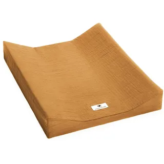 Wickeauflagenüberzug für 2-Keil-Mulde aus Musselin, Zimt, Made in Germany, OEKO-TEX Standard 100, Größe: 50/65 cm