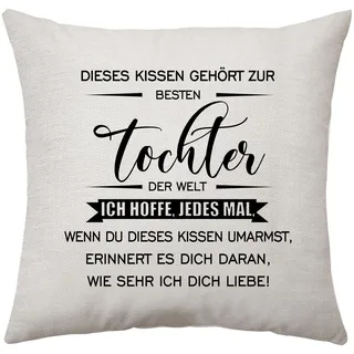 Tochter Geschenke, Tochter Geschenke von Mama Papa, Tochter Deko Kissen Geschenke für Tochter Geburtstag Hochzeit Weihnachten Langstrecke Geschenke Quadratische Kissen Taille Kissenbezug (Tochter)