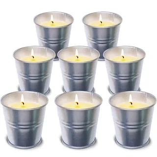 Topsics Citronella Kerze Outdoor, 8 Stück Zitronella Kerzen, Natürliche Sojawachs Zitronengras Duft Kerzen, Zitronella Candles für Garten,Terrasse, Picknick,Camping