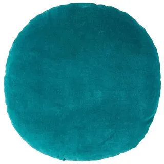 Homescapes Dekokissen rund petrol, Baumwollsamt?40 cm , Petrol , Textil , Uni , Füllung: Polyester , Rund , 40x40 cm , Oeko-Tex® , Heimtextilien, Wohntextilien, Kissen, Zierkissen