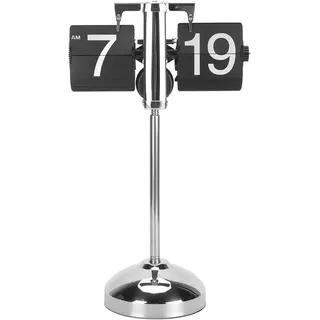 lyrlody Retro Flip Uhr, Edelstahl, Teleskopstange, batteriebetrieben, mechanisch, Digital Tischuhr für Wohnzimmer Büro, Schwarz