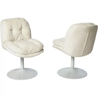 Schalenstuhl JAHNKE "KISS TWIST DUO", sanftes weiß, weiß, weiß, B:50,5cm H:80cm T:62cm, Polyester, Stühle, Schalenstuhl, 2er Set, drehbar, gepolstert, Metallgestell, B:50,5xT:62xH:80 cm