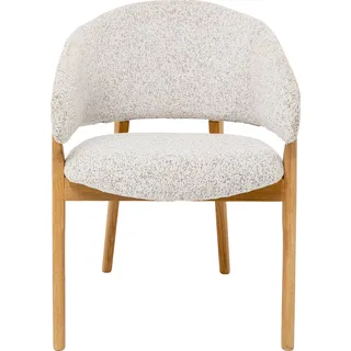 Kare Design Armlehnstuhl August, Grau, Sitzhöhe 45cm, Esszimmerstuhl, Polsterstuhl, Stuhl, Eiche Massivholz Beine, Esszimmer