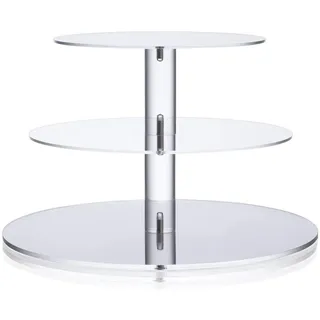 Ulifeme Cupcake Ständer, Tortenständer 3 Etagen Acryl für Hochzeit, Party, Geburtstag, Baby Duschen & Kuchen Dessert, Torten Etagere 3 Stöckig 4mm Dicke, Kuchenständer 10'' / 8'' / 6'' Durchmesser