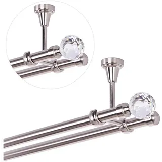 MDEKOR Vorhangstange 2-läufig Ø 19 mm 240 cm Silber