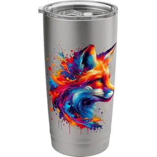 Splash Art Fuchs Füchse Doppelwandiger Edelstahl-Thermobecher