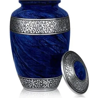 XXL Urne aus Metall - 3,5 Liter - für menschliche und tierische Asche - elegante Dekorationsurne in Blau