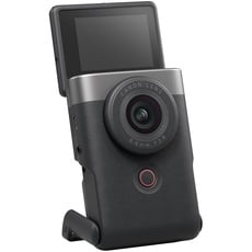 Canon PowerShot V10 Vlogging Starter Kit Kompaktkamera Digitalkamera silber (Weitwinkel Objektiv, 4k Kamera Videokamera, klappbares Touch-Display, Stereo-Mikrofon, Stativ, Streaming, Content Creation)