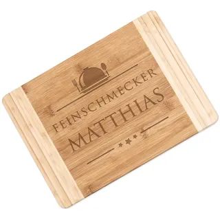 Maverton Bambus Schneidebrett mit Gravur, Servierbrett, Brotzeitbrett | Massiv, Größe: 35x25 cm, Schneidebrett für Männer, zu Weihnachten, zum Geburtstag, Weihnachtsgeschenke, Feinschmecker