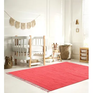 my home Kinderteppich »Insa Fleckerl« rechteckig 5 mm Höhe Uni Farben, pastell, handgewebt, pflegeleicht, waschbar, Kinderzimmer, rot