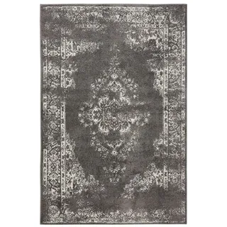 benuta Basic Teppich Sia - Grau 160x230 cm - Kunstfaser - Rechteckig & im Style: Vintage, Boho-Style, Retro - Pflegeleicht für Wohnzimmer Schlafzimmer