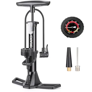CXWXC Fahrradpumpe alle Ventile, Luftpumpe Fahrrad mit Manometer zur Druckanzeige 11 Bar / 160 Psi Standpumpe Fahrrad für Rennrad, E-Bike, Mountainbike (Schwarz-S)