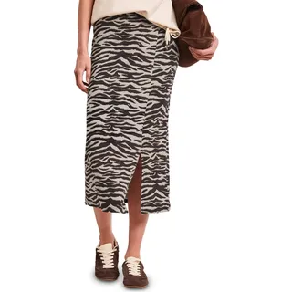 Damen Midi-Rock mit Schlitz und Animal Print