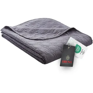 Ibena Nancy Tagesdecke 280 x 250 cm – Wohndecke Anthrazit – leichte Bettüberwurf mit Steppmuster