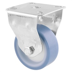 WAGNER Soft-Möbelrolle/Bockrolle DELUXE - Durchmesser Ø 75 mm, Bauhöhe 100 mm, Stahl verzinkt, blau/weiß, Anschraubplatte 60 x 60 mm, Tragkraft 75 kg - 23777601